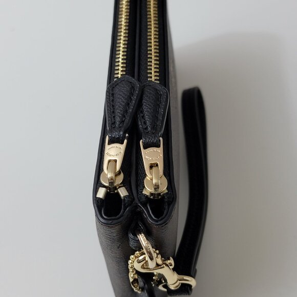COACH Signature Double Zip Wristlet Brown Black - Picture 9 of 9